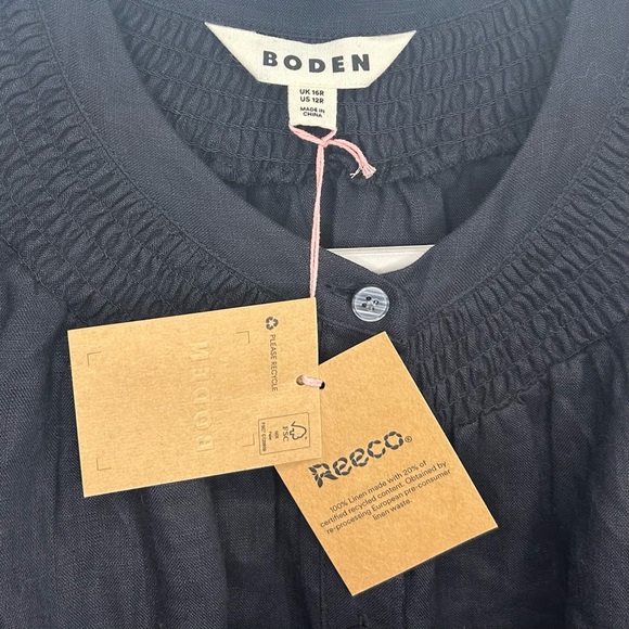 Boden US Size 12R Black Linen Midi Dress - Picture 6 of 16